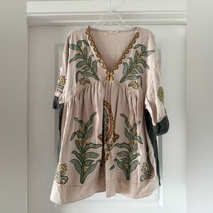 Sunday Beige and Green Floral Mini Dress